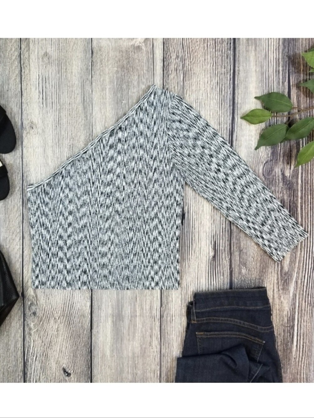 Guess Marled 3/4 Sleeve One Shoulder Knit Top